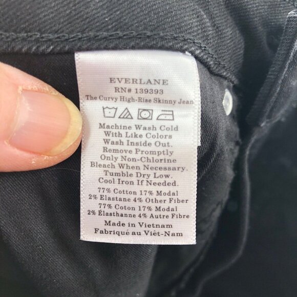 Everlane Jeans Womens 26 Black Curvy High Rise Skinny Leg Stretch Slimming Denim - Picture 6 of 11